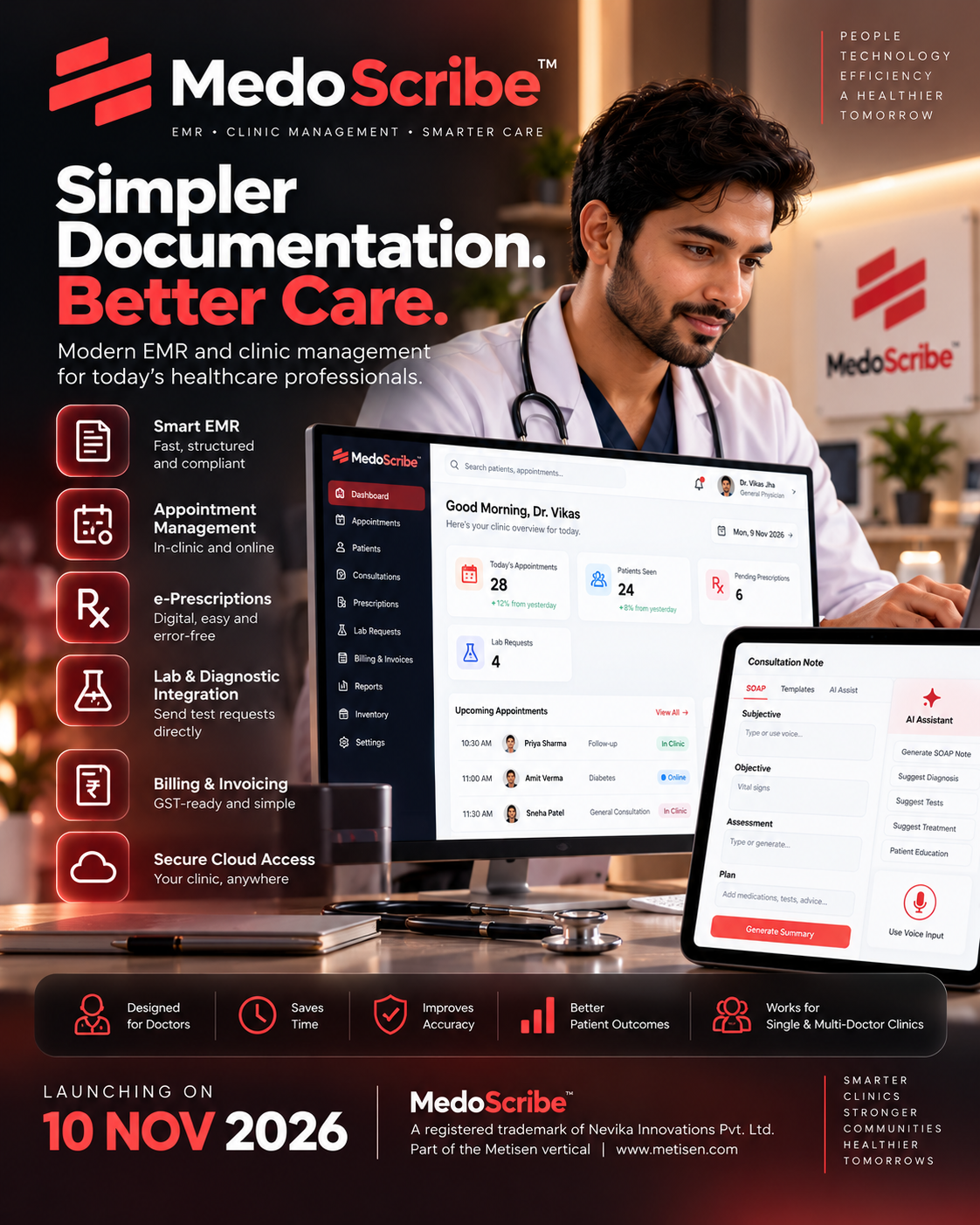 MedoScribe launch poster